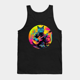 Cat Playing Guitar Funny Cat With Guitar Cute Cat Guitar Tank Top